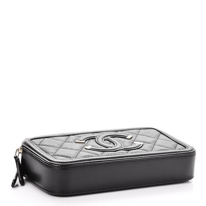 Chanel Caviar Quilted CC Filigree Clutch With Chain Black 4 of 11