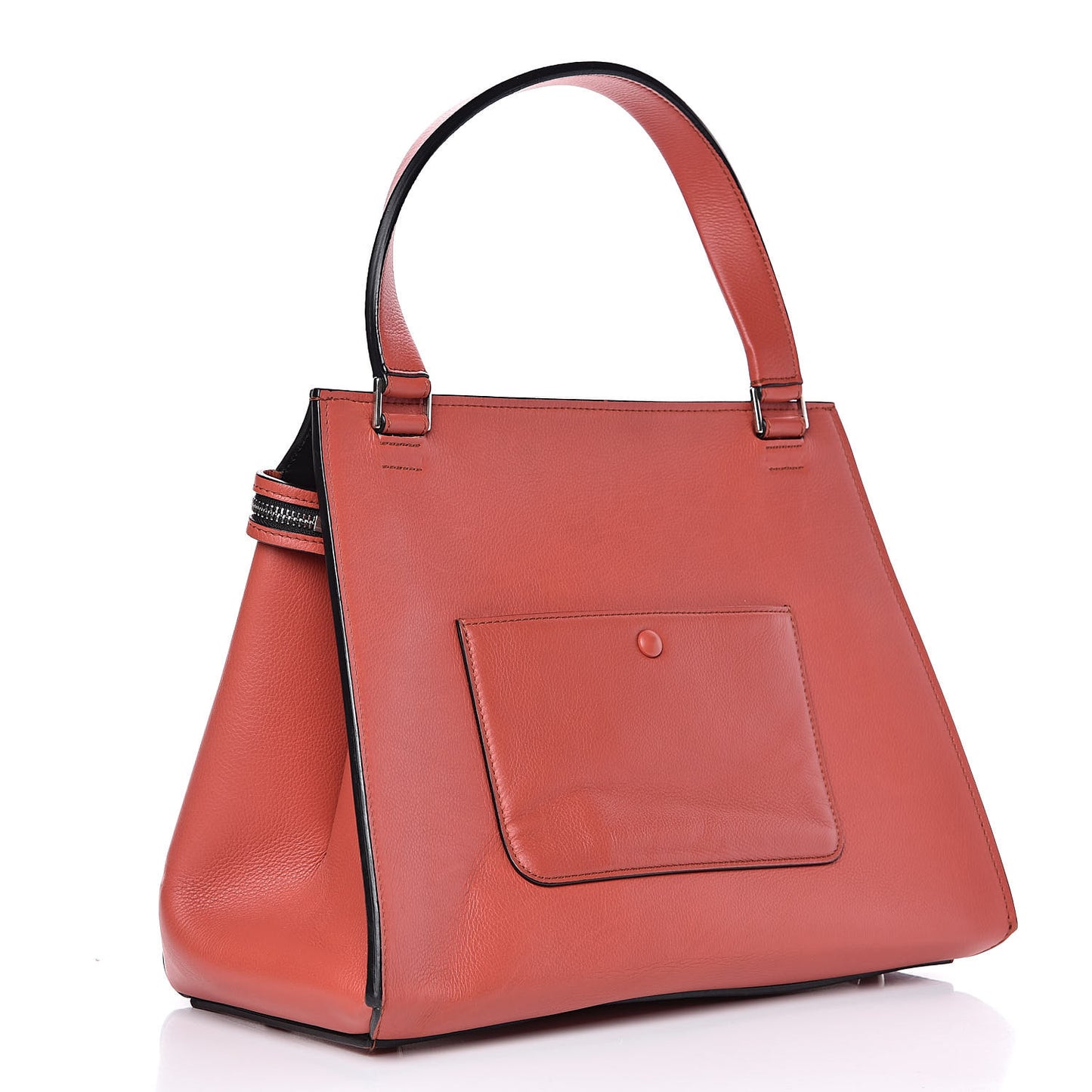 Drummed Calfskin Medium Edge Shoulder Bag Terracotta