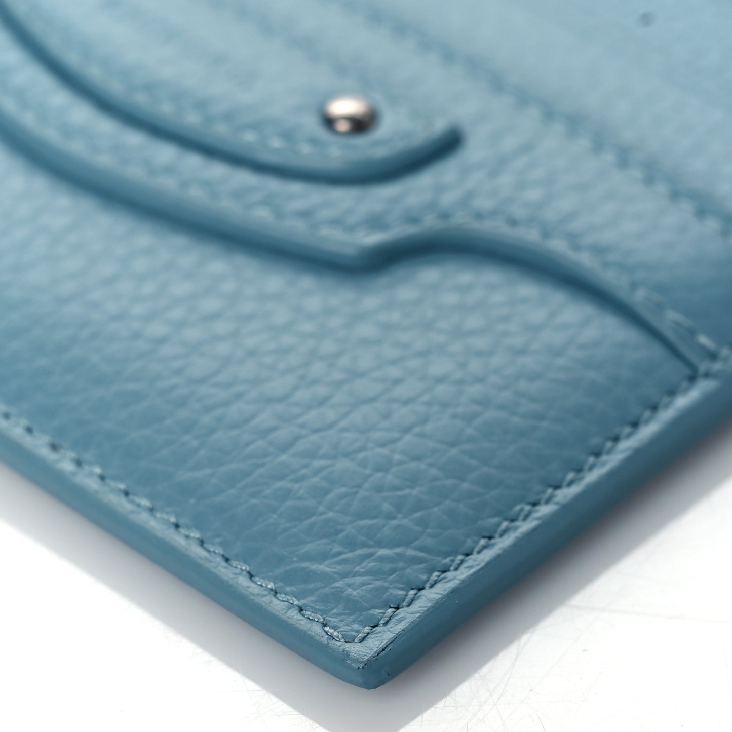 Grained Calfskin Neo Classic Silver Hardware City Card Holder Blue Grey