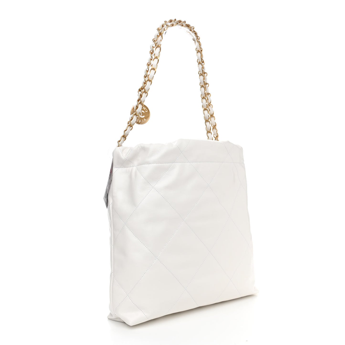 Shiny Calfskin Quilted Small Chanel 22 White