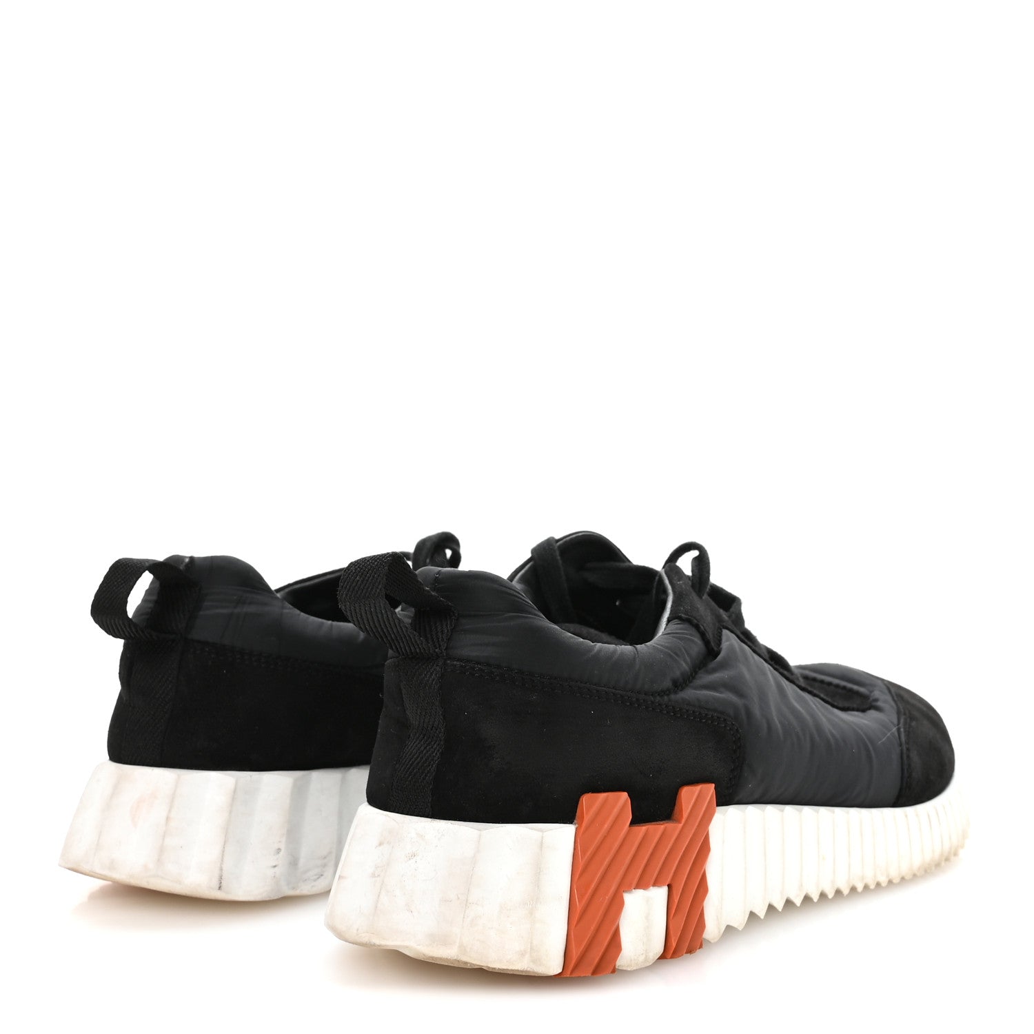 Hermes Parachute Fabric Suede Goatskin Womens Bouncing Sneakers 38.5 Black 5 of 9