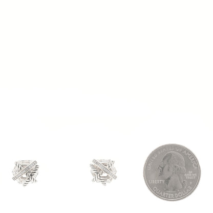 David Yurman Sterling Silver Diamond Crystal 10mm Cable Wrap Earrings 2 of 4