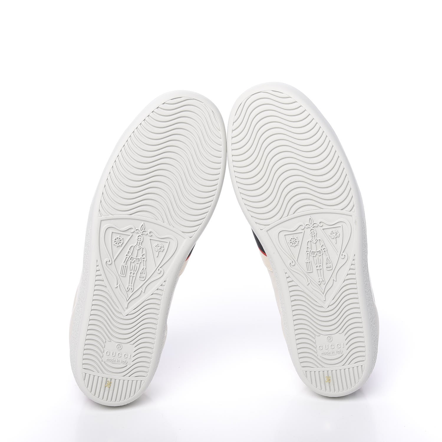 Gucci Calfskin Stripe Womens New Ace Sneakers 36 New Mystic White Ecru Red Flame 6 of 10