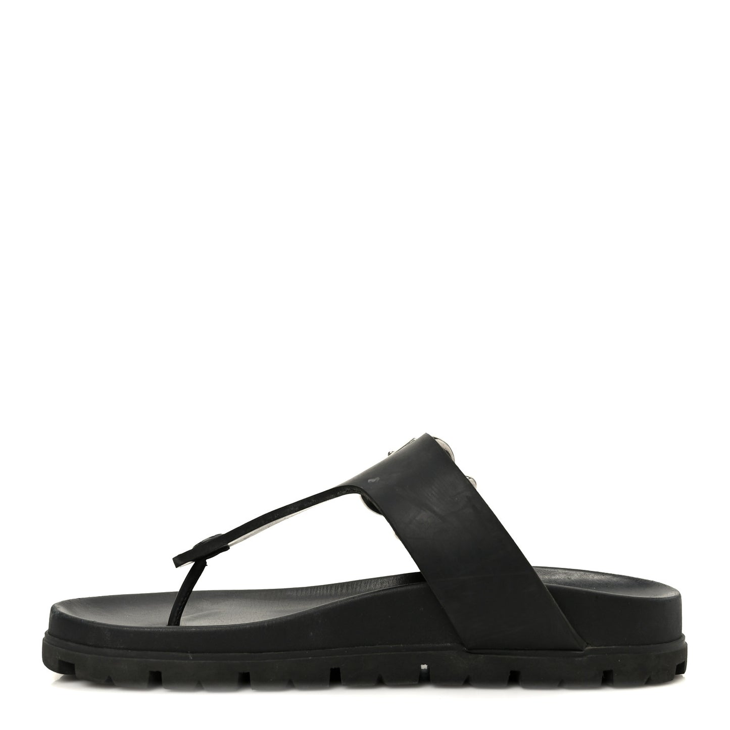 EVA Rubber Buckled Lug Sole 20mm Thong Sandals 38 Black