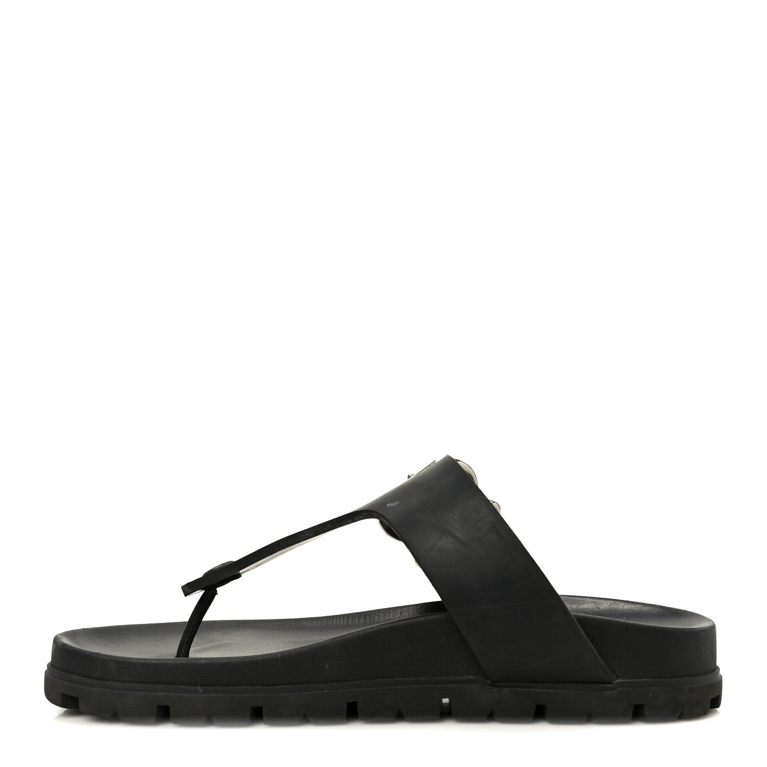 Prada EVA Rubber Buckled Lug Sole 20mm Thong Sandals 38 Black 1 of 10