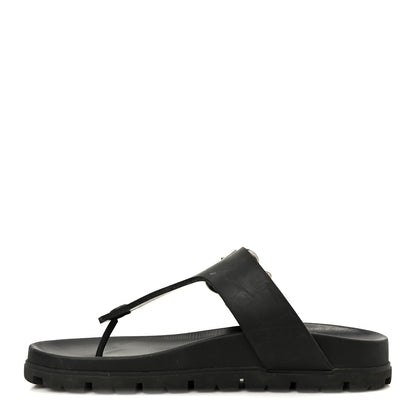 Prada EVA Rubber Buckled Lug Sole 20mm Thong Sandals 38 Black 1 of 10