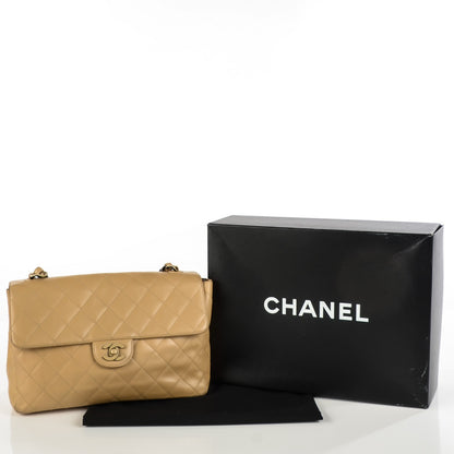 Chanel Lambskin Quilted Jumbo Single Flap Beige 9 of 13