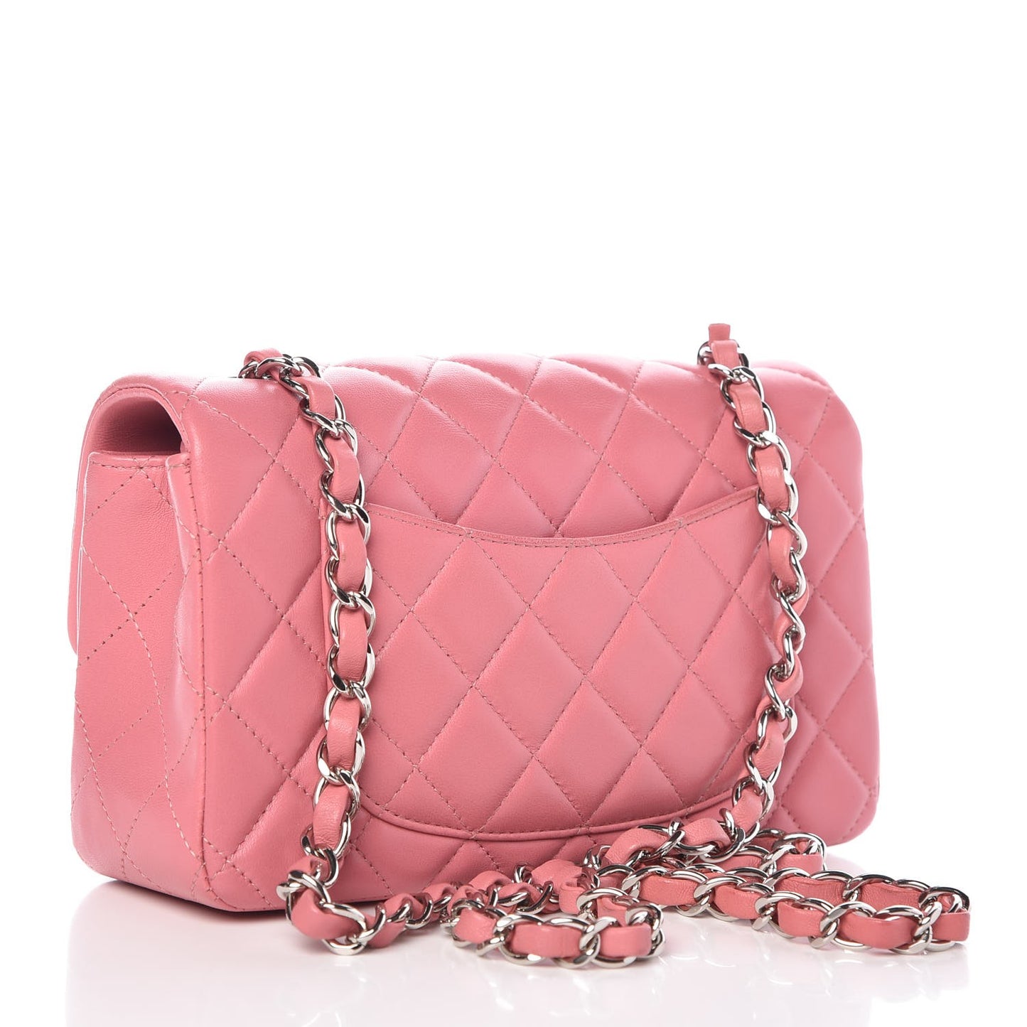 Lambskin Quilted Mini Rectangular Flap Pink