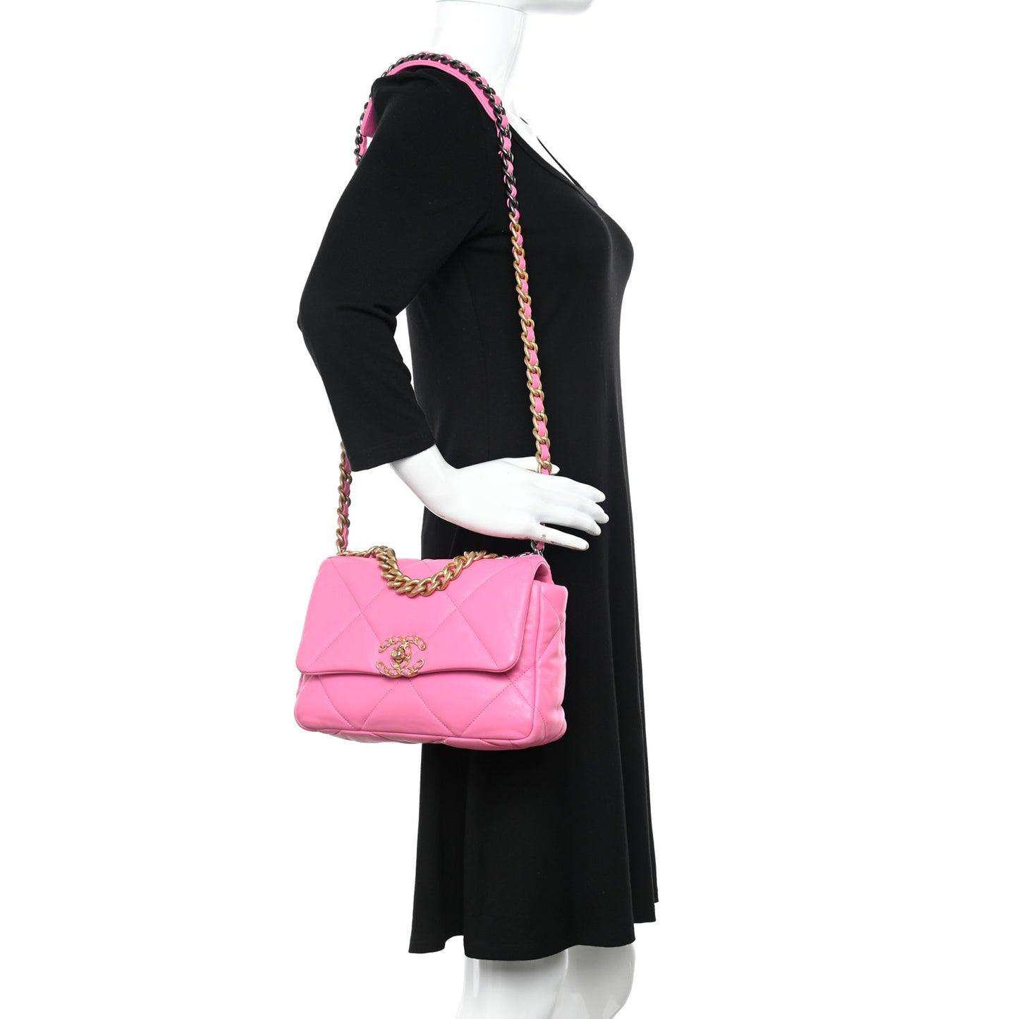 Lambskin Quilted Medium Chanel 19 Flap Pink