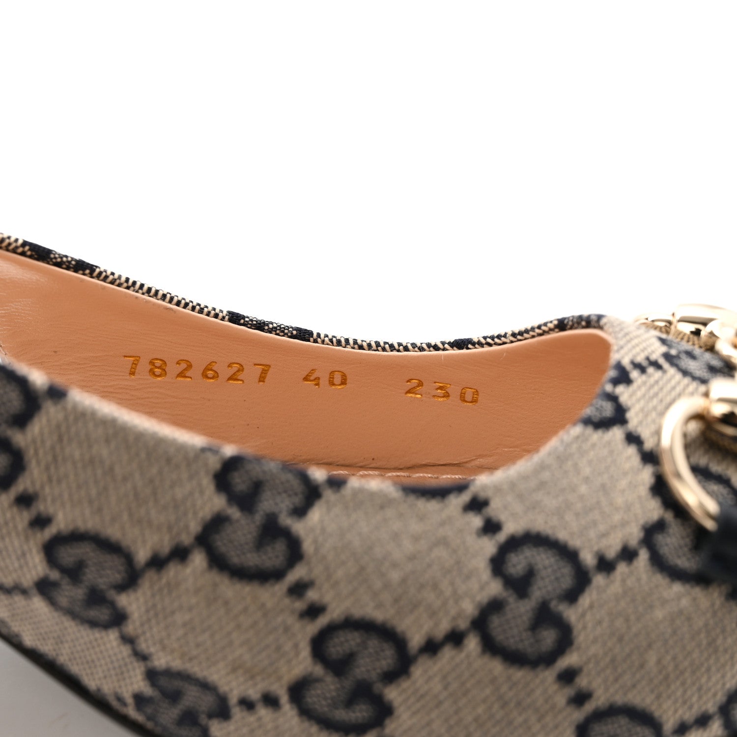 Gucci Monogram Horsebit 35mm Slingback Pumps 40 Beige Blue 9 of 10