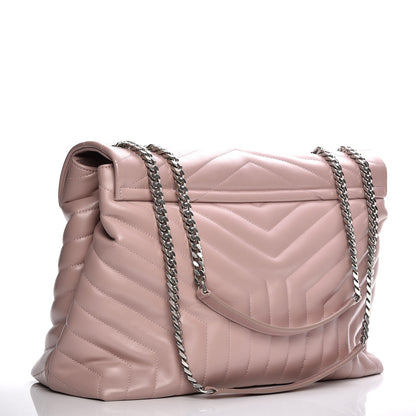 Saint Laurent Calfskin Y Quilted Monogram Large Loulou Chain Satchel Pale Blush 3 of 9