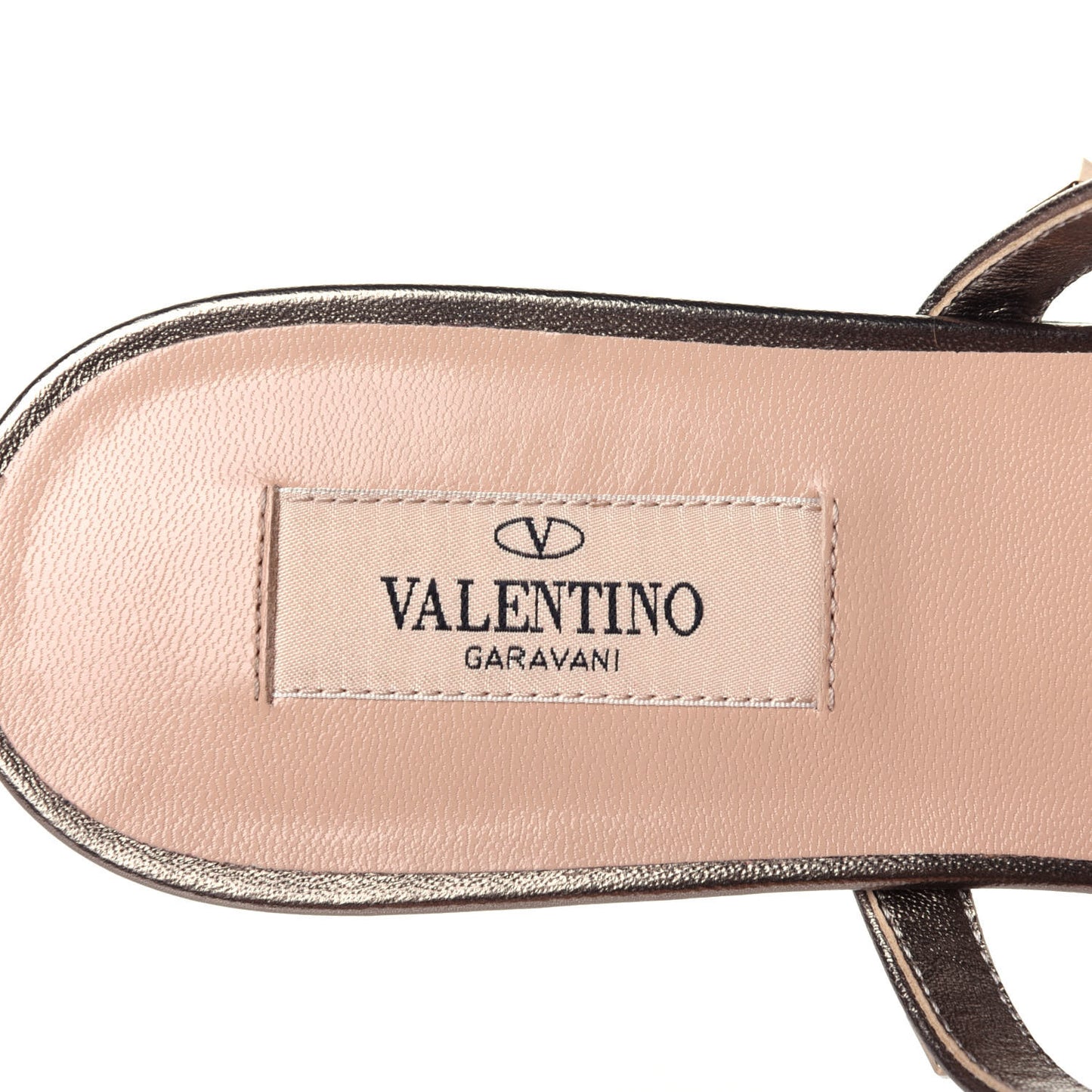 Metallic Nappa Rockstud Caged Flat Slide Sandals 38.5 Sasso