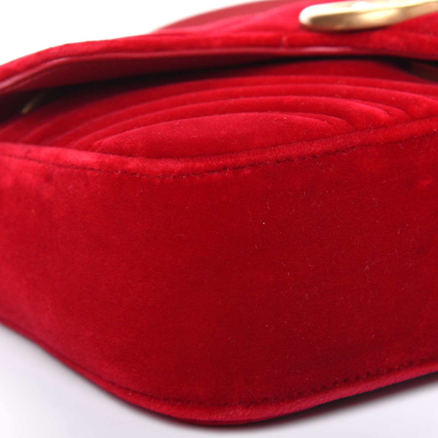 Gucci Velvet Matelasse Mini GG Marmont Shoulder Bag Hibiscus Red 12 of 21