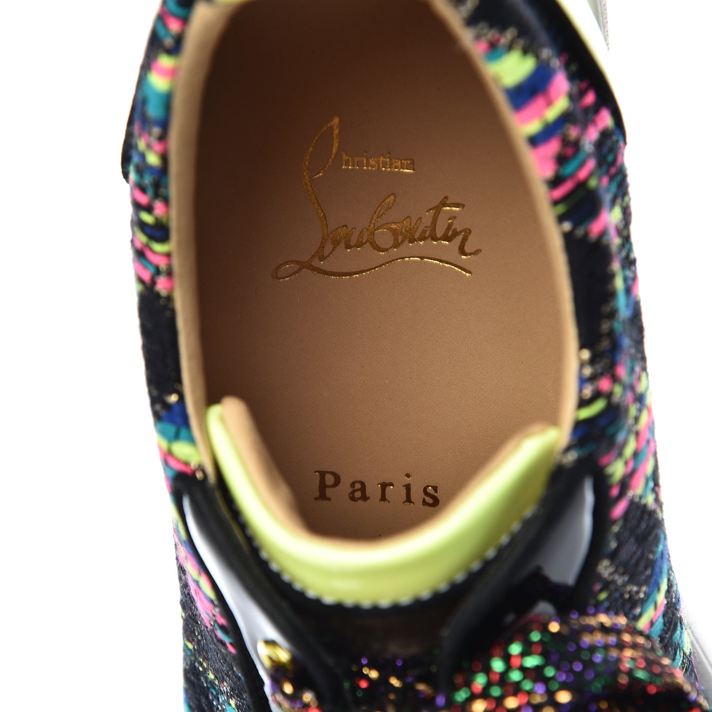 Patent Calfskin Lame Gondoliere Flat Sneakers 38 Multicolor