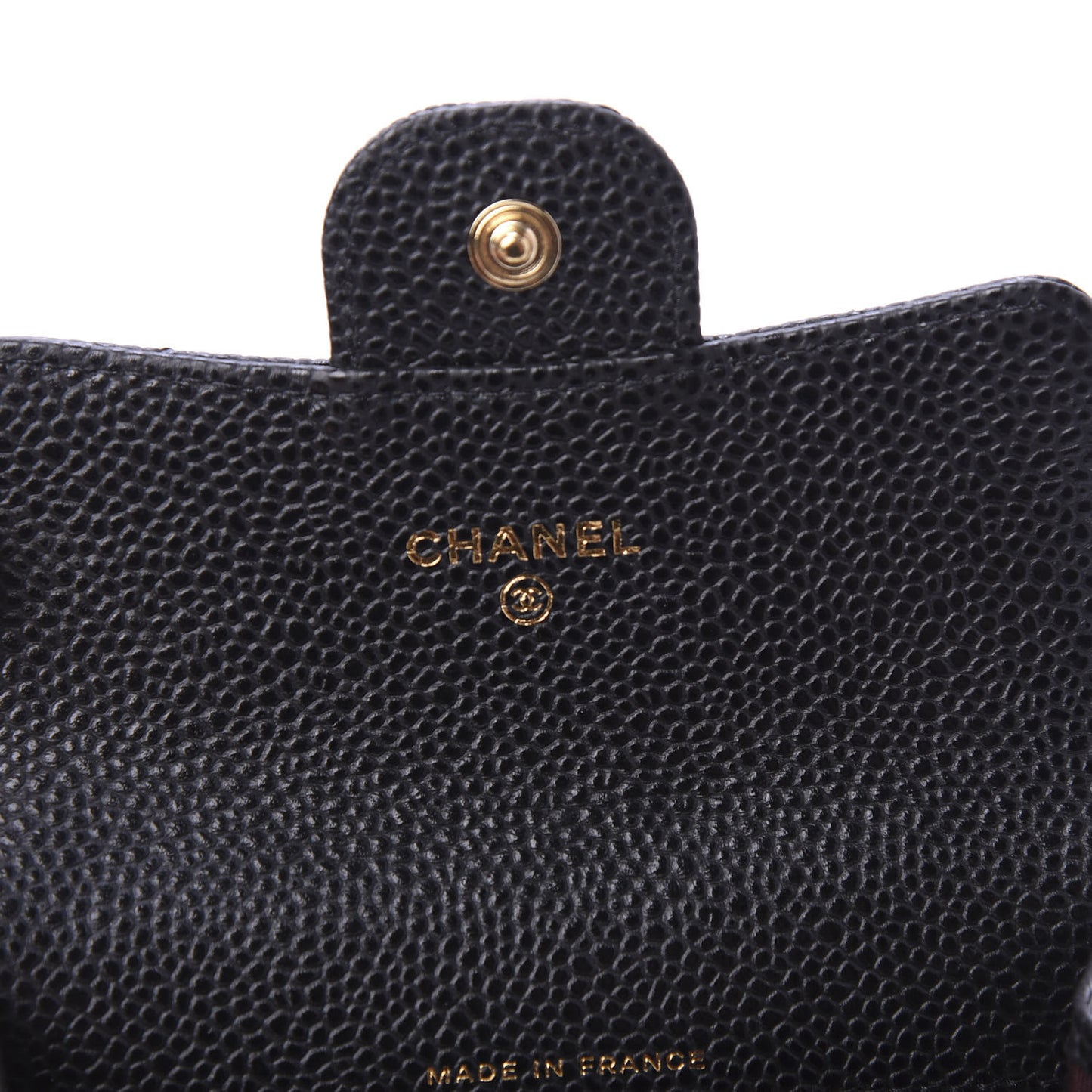 Caviar Quilted Flap Card Holder Wallet Black