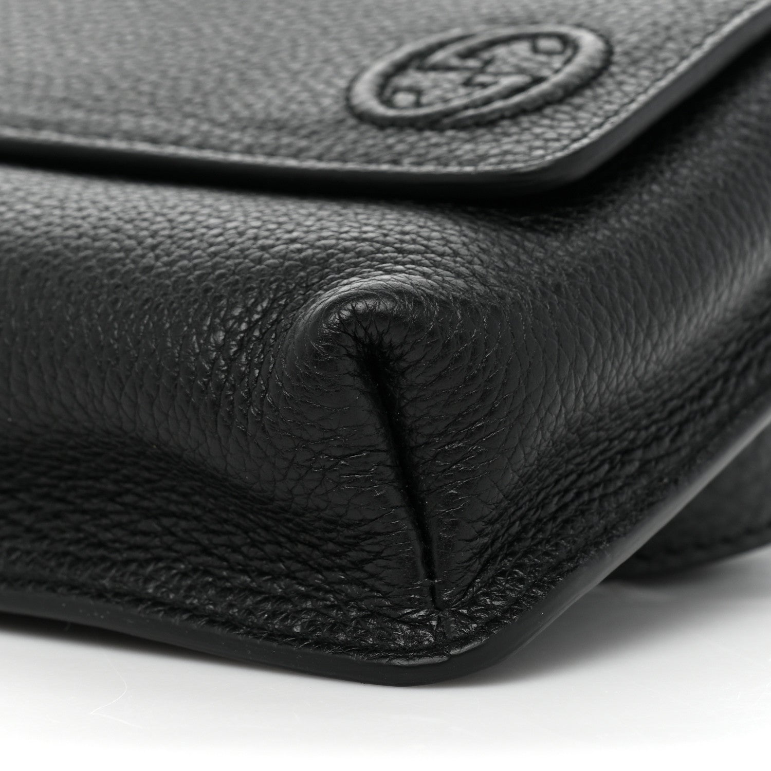 Gucci Pebbled Calfskin Soho Flap Belt Bag Black 8 of 8