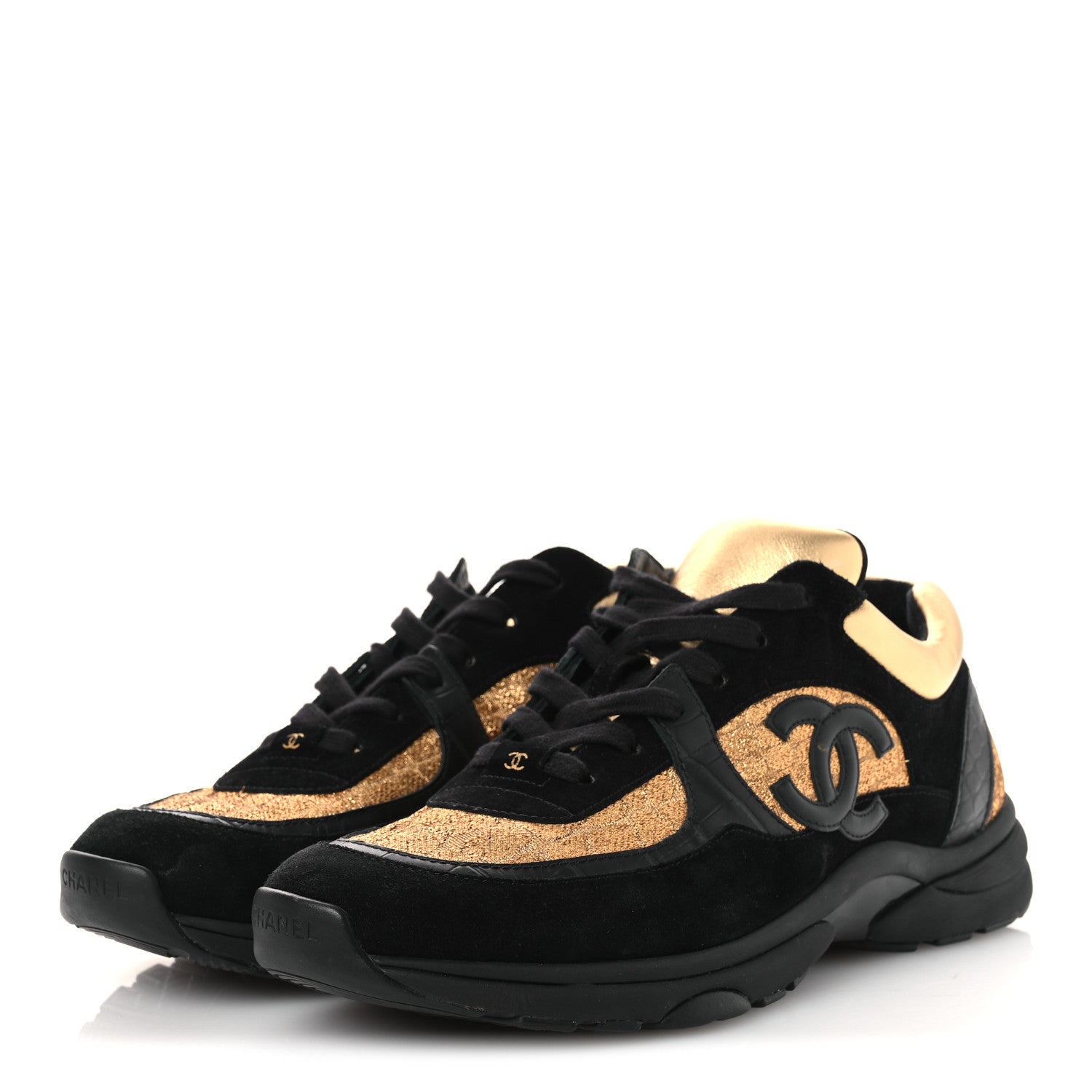 Chanel Metallic Fabric Suede Calfskin Crocodile Embossed Mens CC
