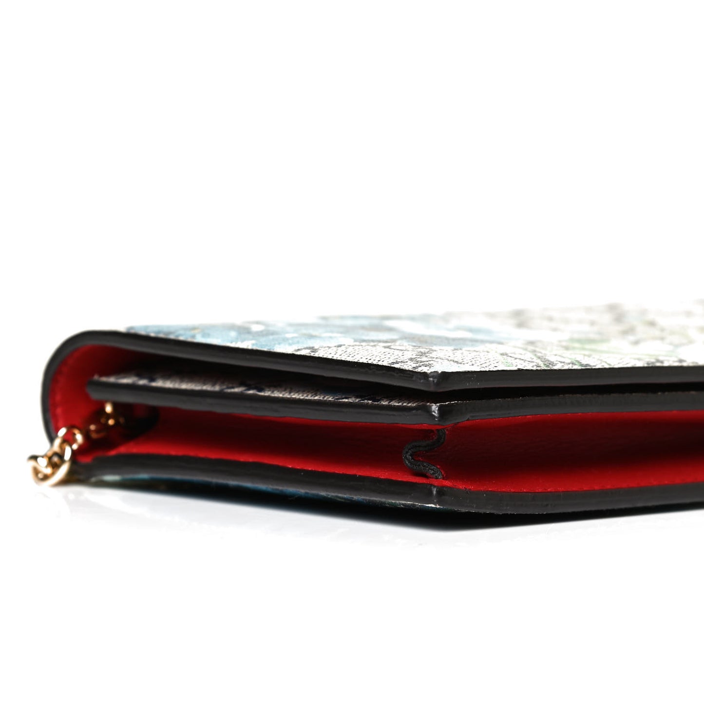 GG Supreme Monogram Blooms Chain Wallet Blue