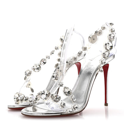 Christian Louboutin Laminated Calfskin PVC Jewel Rosalie 100 Sandals 37 Silver 4 of 8