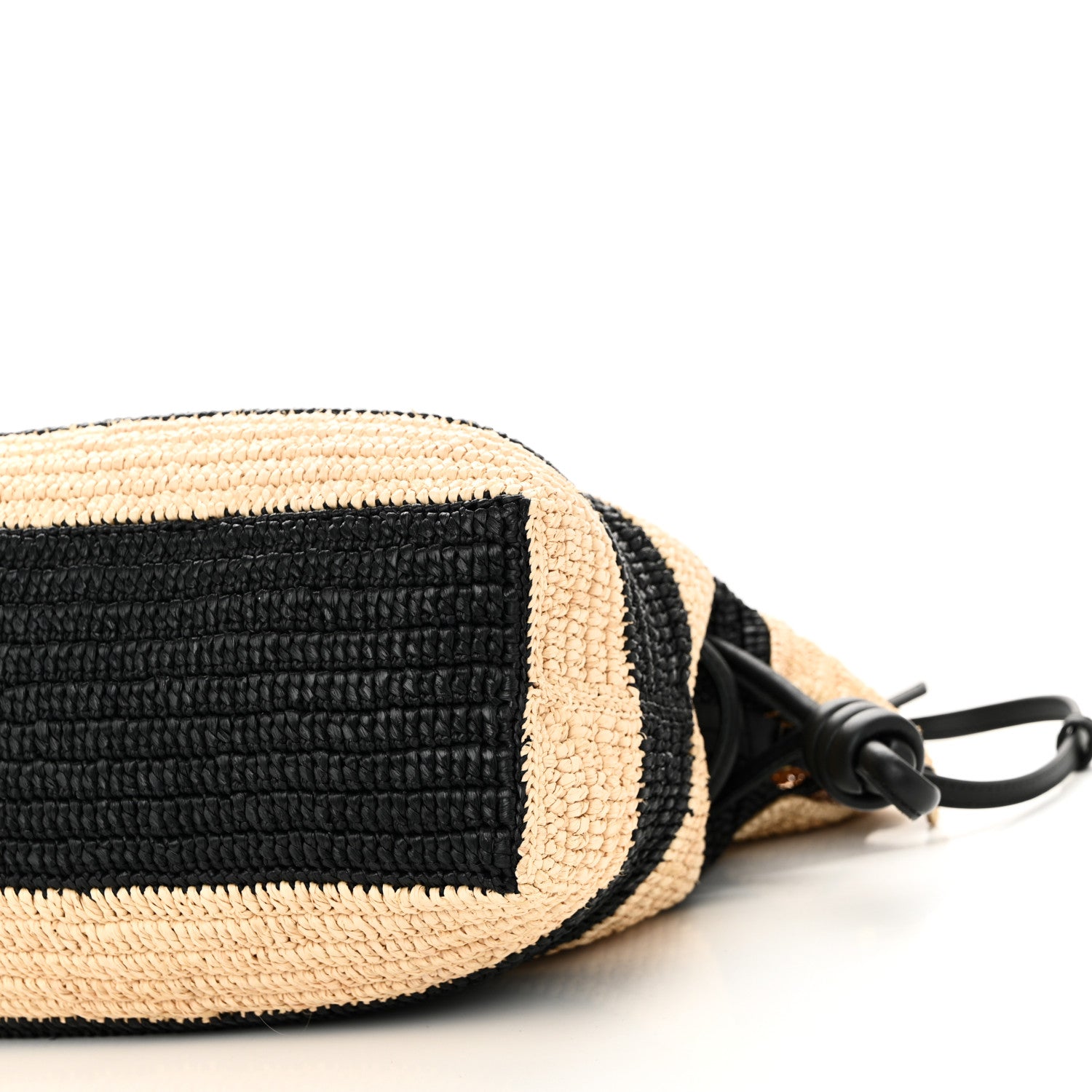 Loewe Raffia Striped Flamenco Knot Shoulder Bag Black Natural 10 of 10