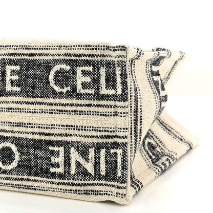 Celine Jacquard Striped Large Cabas Thais White Black 10 of 10
