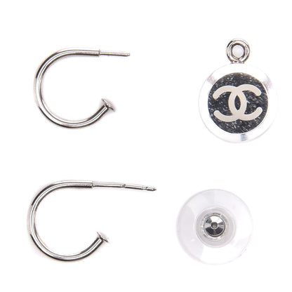 Chanel Mirror Resin CC Hoop Earrings Silver 5 of 5