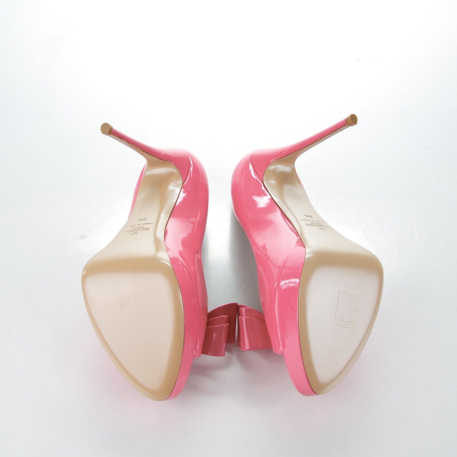 Valentino Garavani Patent Couture Bow Peep Toe 30/125mm Platform Pumps 39.5 Pink 5 of 7