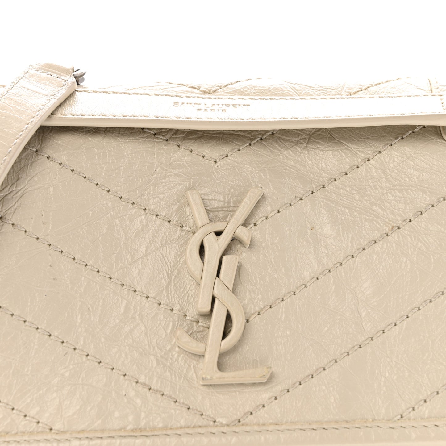 Crinkled Calfskin Matelasse Monogram Baby Niki Chain Satchel Crema Soft