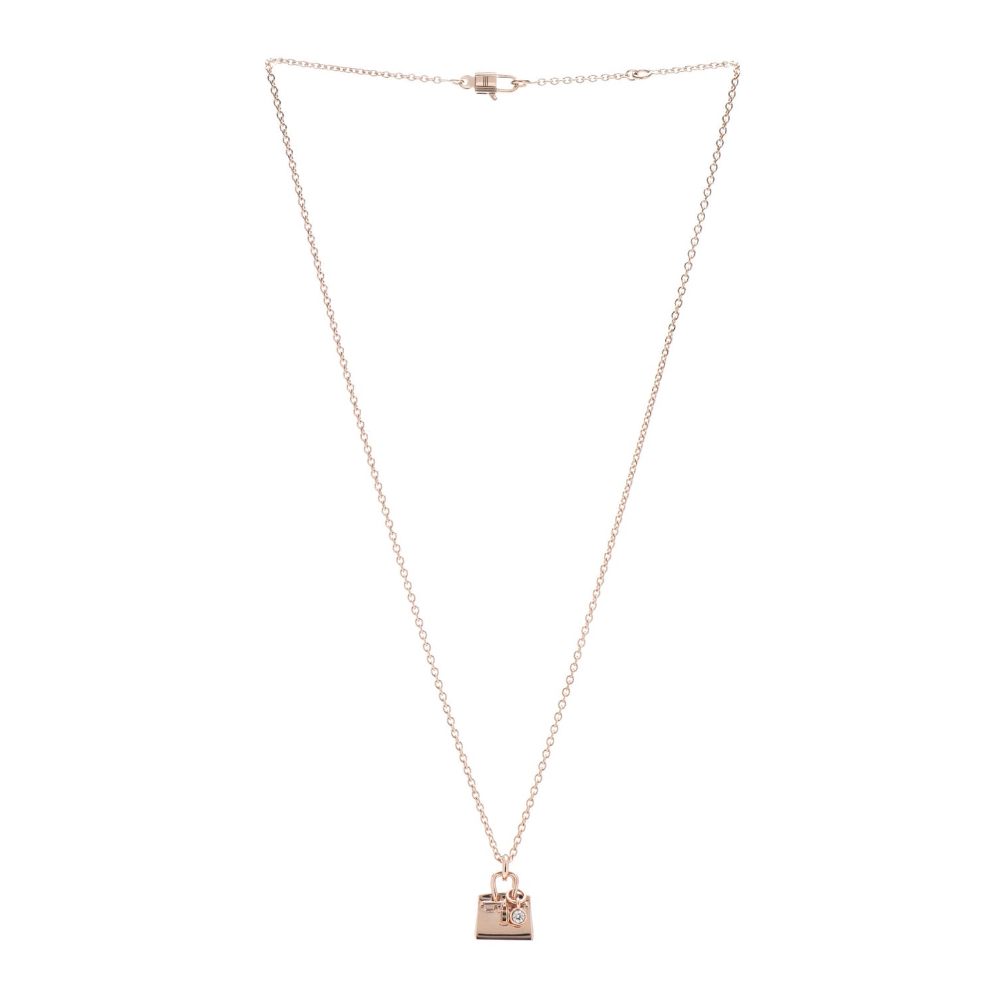 18K Rose Gold Diamond Birkin Pendant Necklace