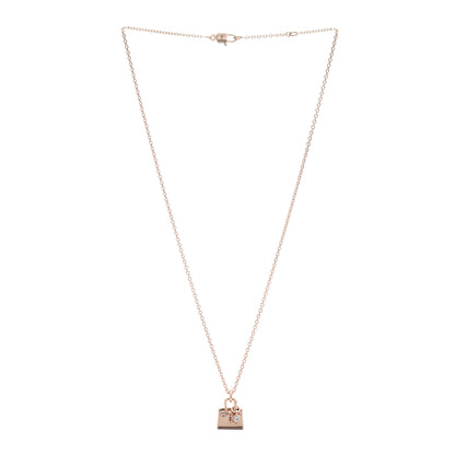 Hermes 18K Rose Gold Diamond Birkin Pendant Necklace 3 of 5
