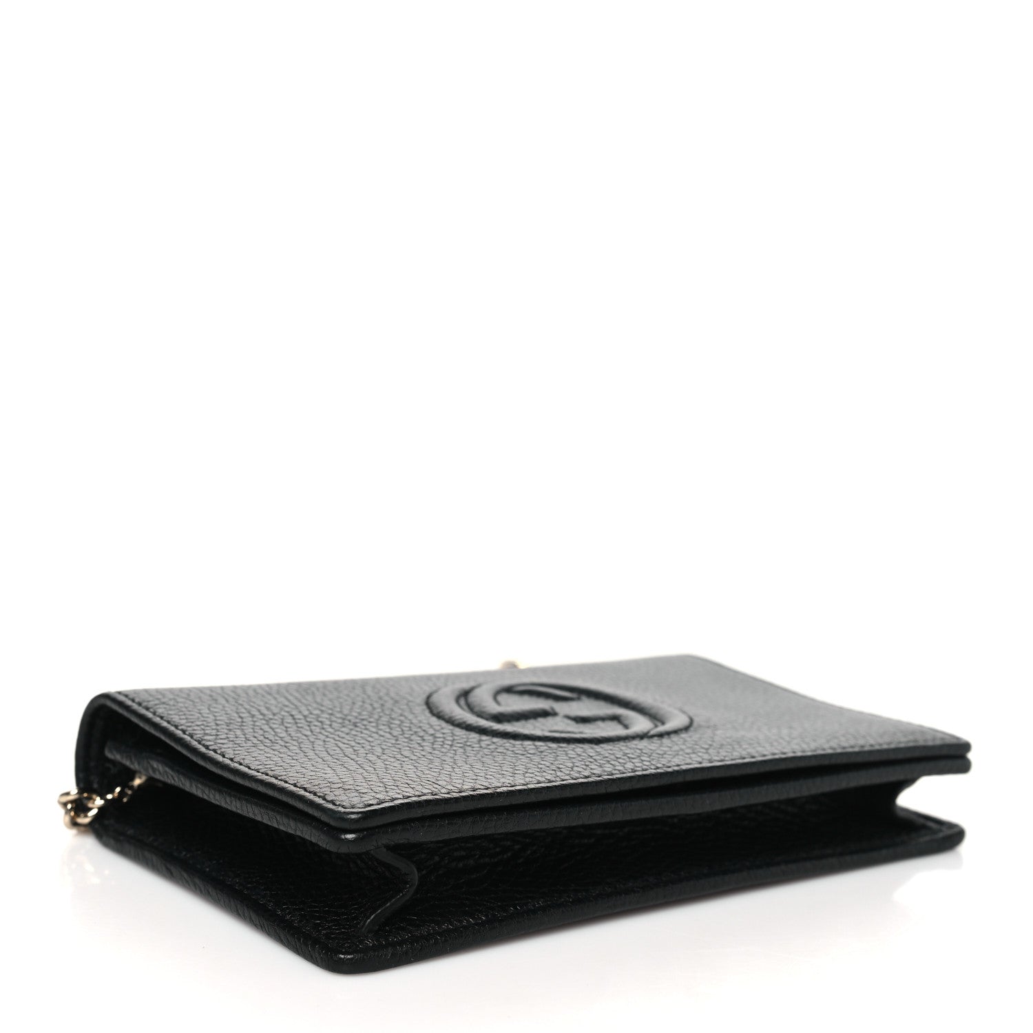 Gucci Pebbled Calfskin Soho Wallet On Chain Black 4 of 10