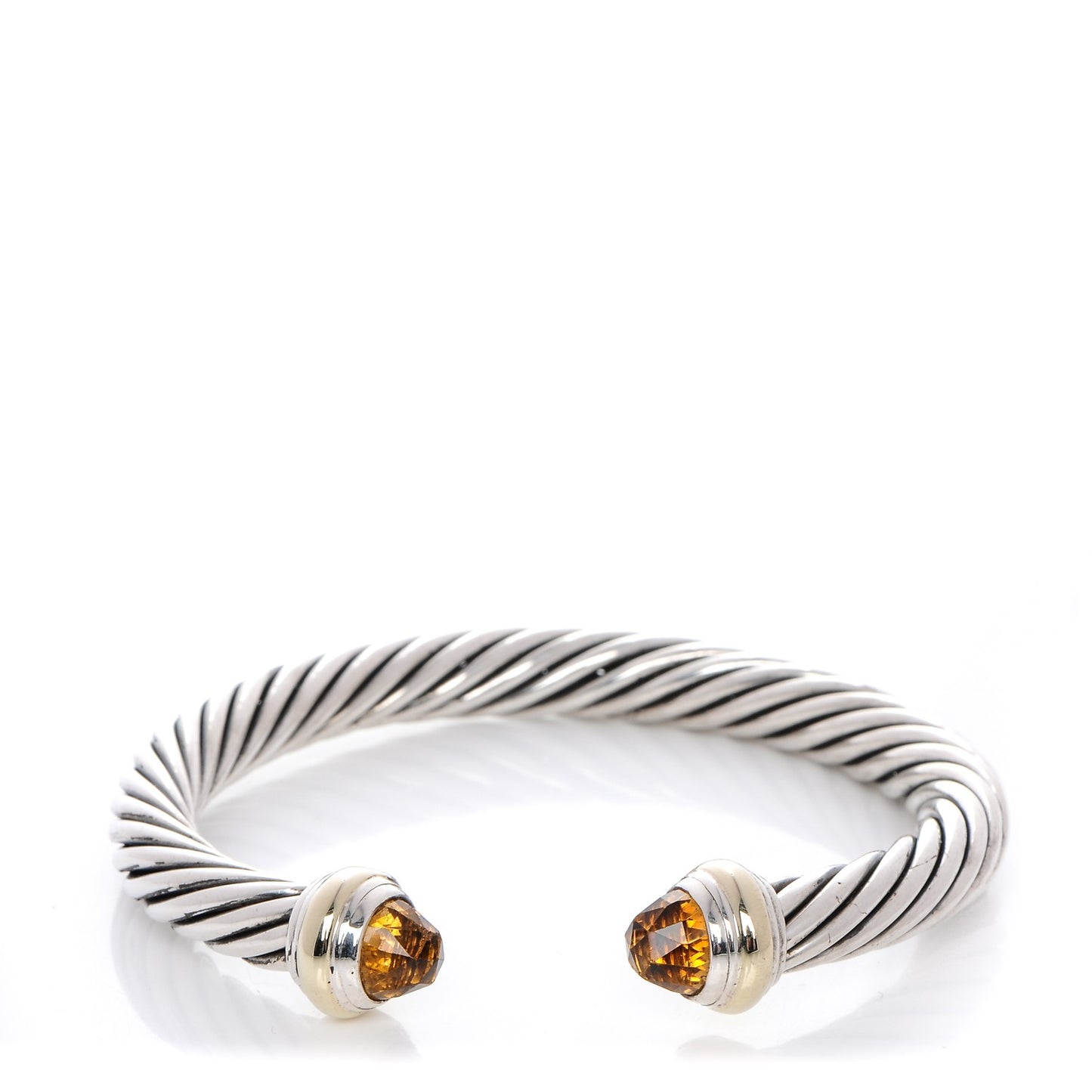 Sterling Silver 14K Yellow Gold Citrine 7mm Cable Classics Bracelet