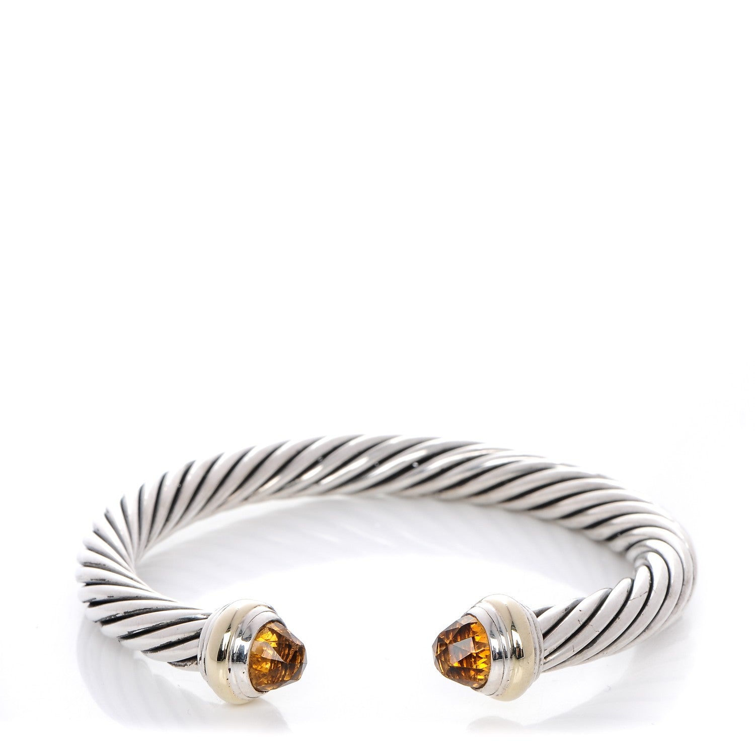 David Yurman Sterling Silver 14K Yellow Gold Citrine 7mm Cable Classics Bracelet 1 of 4