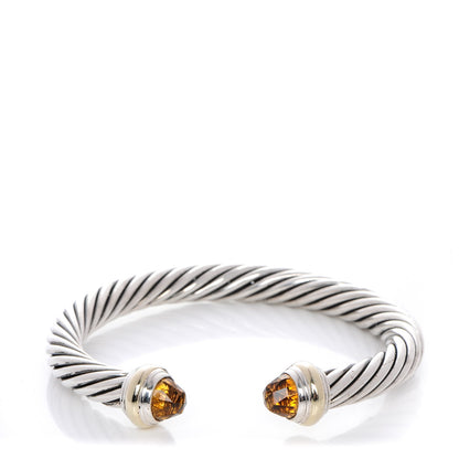 David Yurman Sterling Silver 14K Yellow Gold Citrine 7mm Cable Classics Bracelet 1 of 4