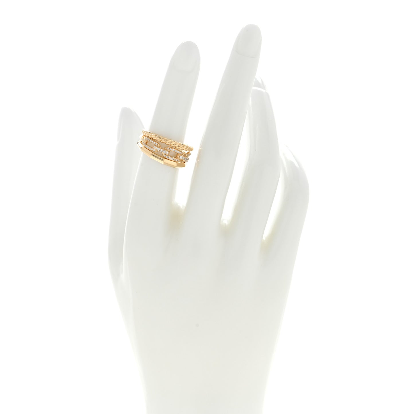 18K Yellow Gold Diamond 9.5mm Stax Three-Row Ring 51 5.75