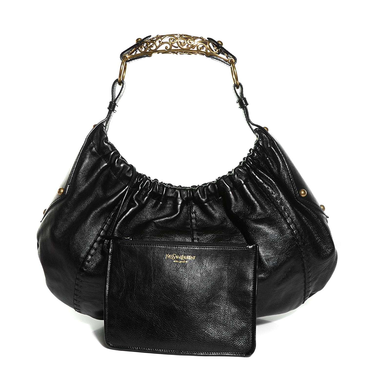 Saint Laurent Calfskin Vincennes Mombasa Hobo Black 5 of 9