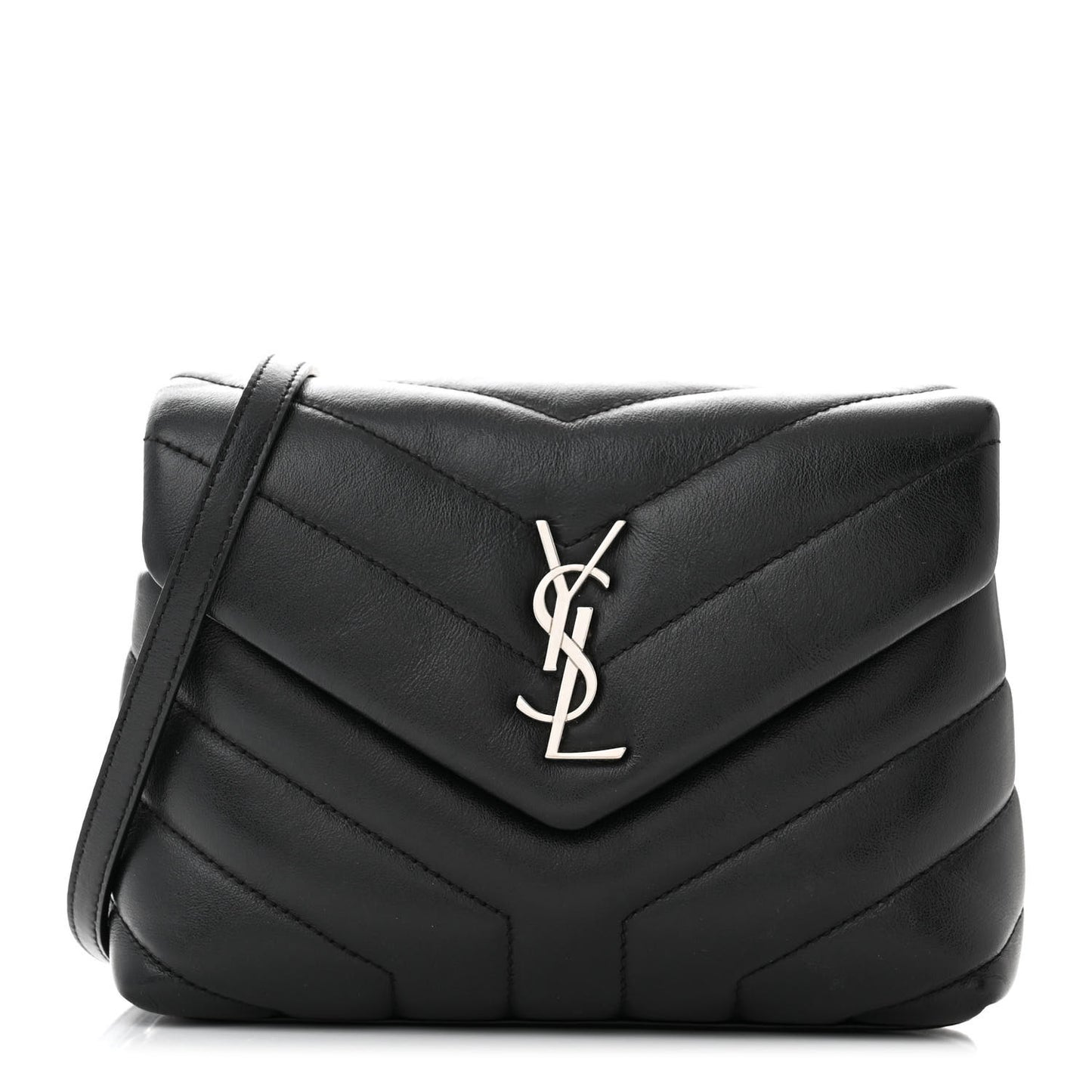 Calfskin Y Quilted Monogram Toy Loulou Crossbody Bag Black