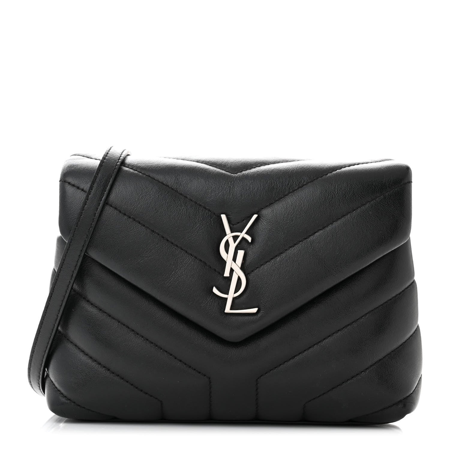 Saint Laurent Calfskin Y Quilted Monogram Toy Loulou Crossbody Bag Black 1 of 11