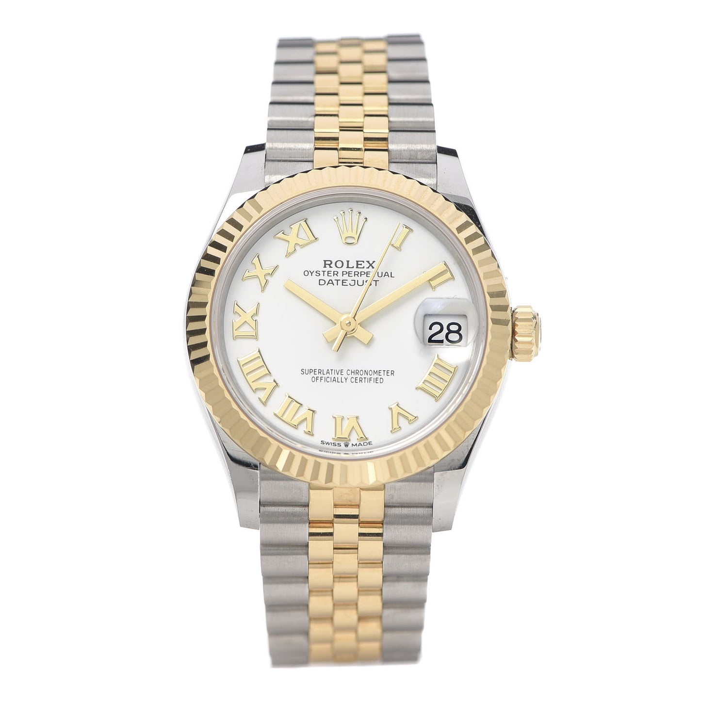 Stainless Steel 18K Yellow Gold 31mm Oyster Perpetual Datejust Watch White Roman 278273