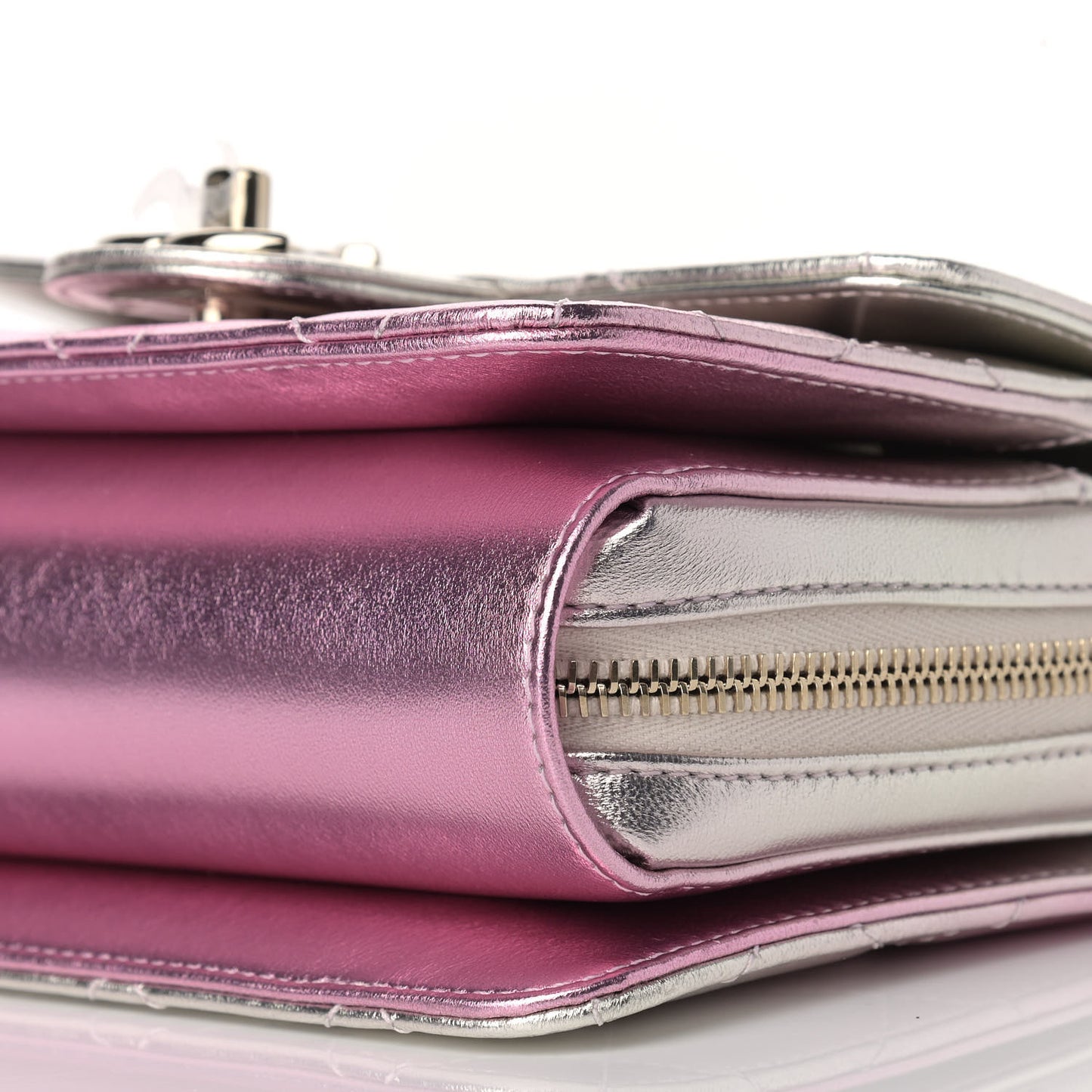 Metallic Lambskin Like A Wallet Flap Golden Pink