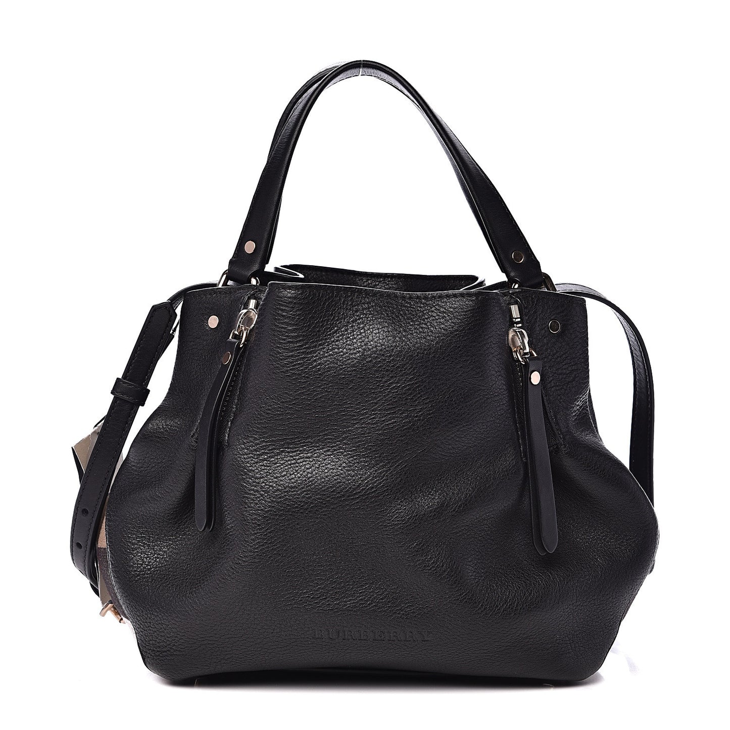 Grainy Calfskin House Check Small Maidstone Black