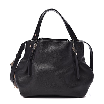 Burberry Grainy Calfskin House Check Small Maidstone Black 1 of 11