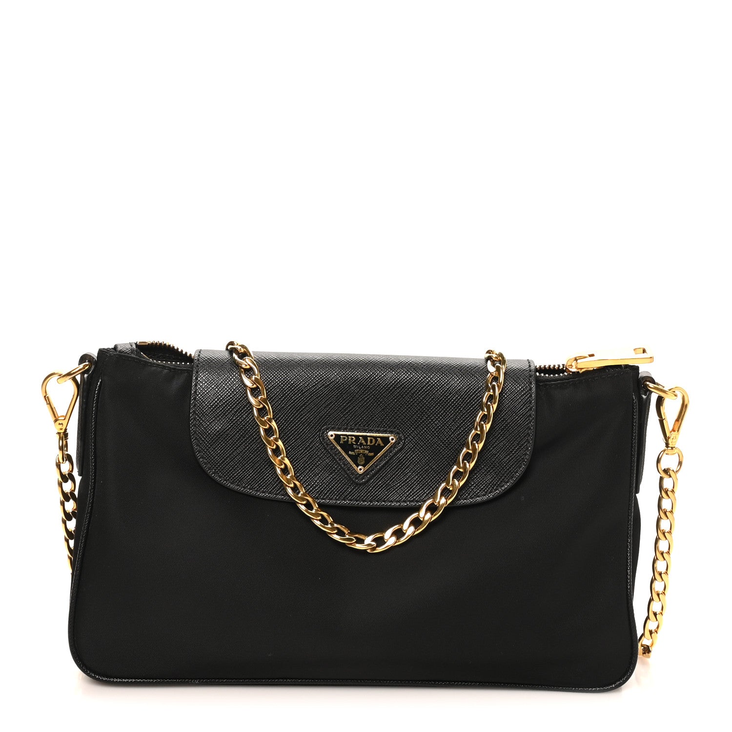 バッグ PRADA Tessuto + Saffiano Prada Tessuto Nylon Saffiano Crossbody Bag Black 1893191