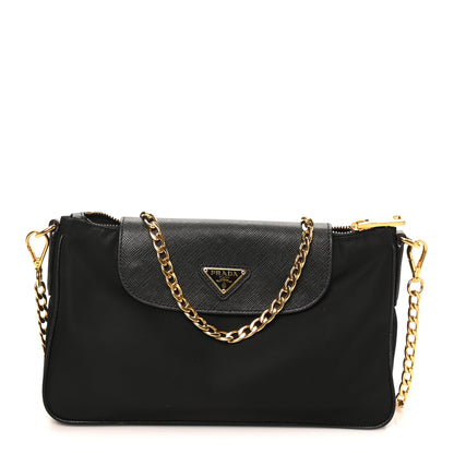 Prada Tessuto Nylon Saffiano Crossbody Bag Black 1 of 9