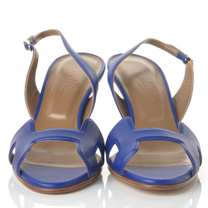 Hermes Nappa Night 70 Slingback Sandals 36 Bleu Electrique 2 of 8