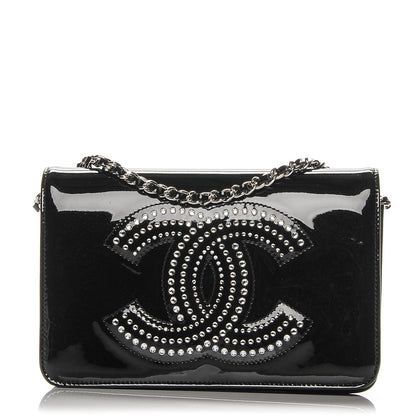 Chanel Patent Strass Wallet On Chain WOC Black 1 of 8
