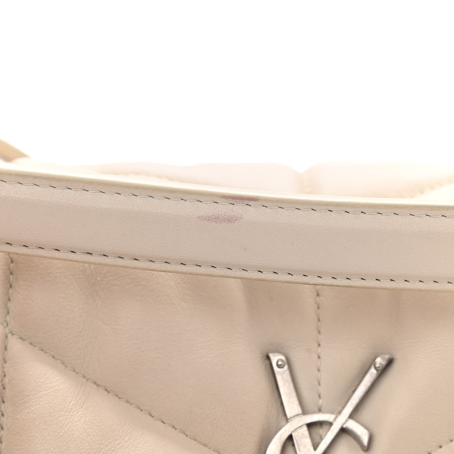 Saint Laurent Lambskin Quilted Small Loulou Puffer Monogram Chain Satchel Blanc Vintage 13 of 18