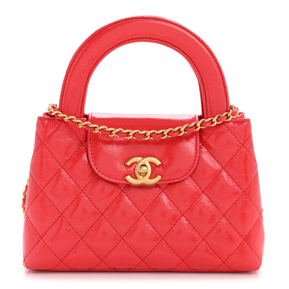 Chanel Shiny Aged Calfskin Quilted Nano Kelly Shopper Red 1 of 12