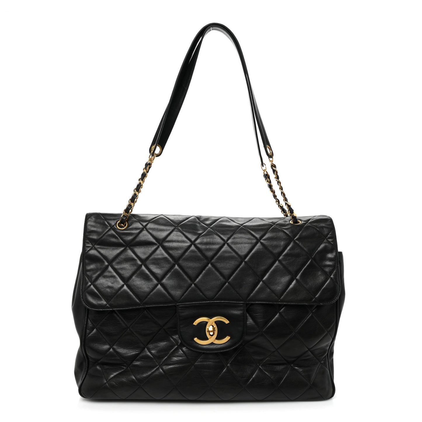 Lambskin Quilted Maxi Flap Black