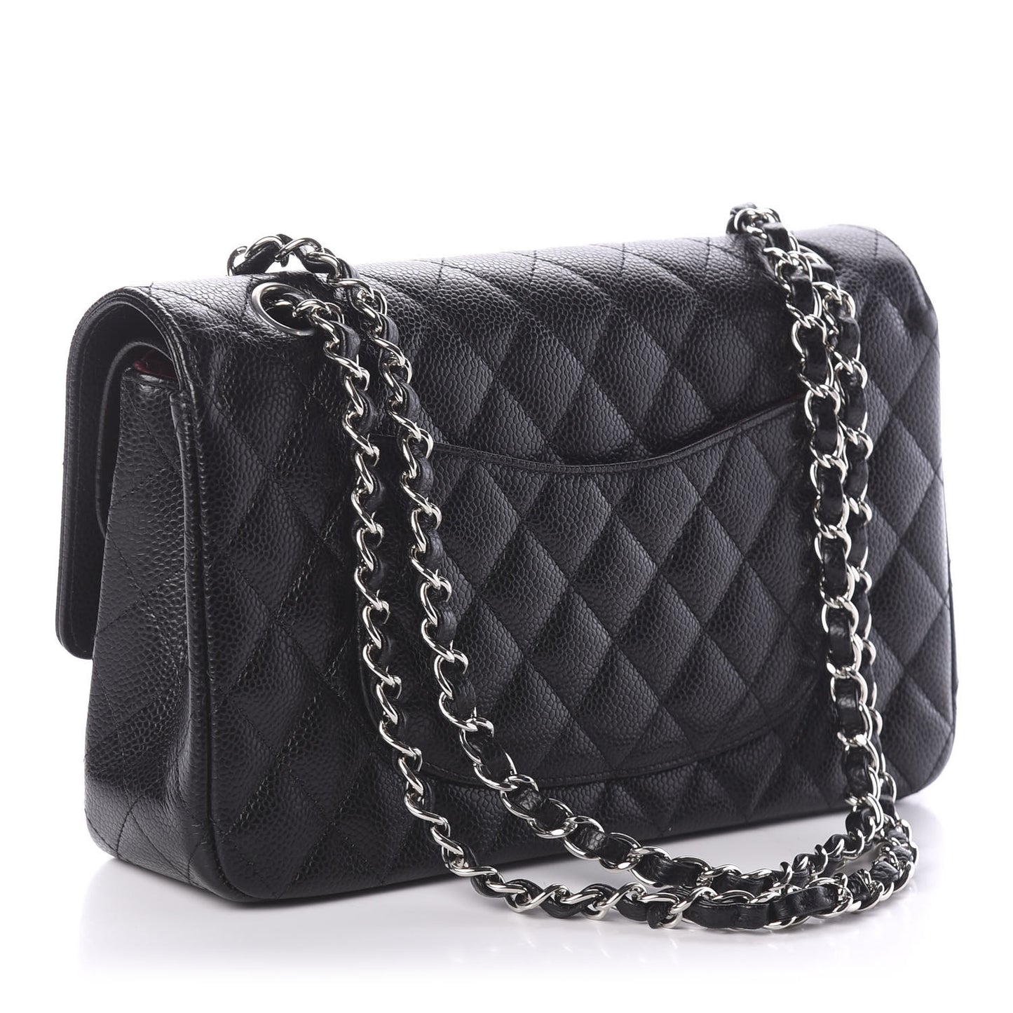 Caviar Quilted Medium Double Flap Black